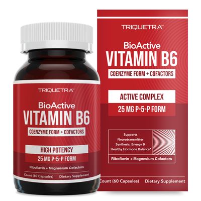 BioActive Vitamin B6 25mg Capsules - Active P-5-P Form for Mood, Energy & Cycle Support - Enhanced Absorption with Riboflavin & Magnesium - Clinical Strength, Non-GMO (60 Capsules - 2 month supply)