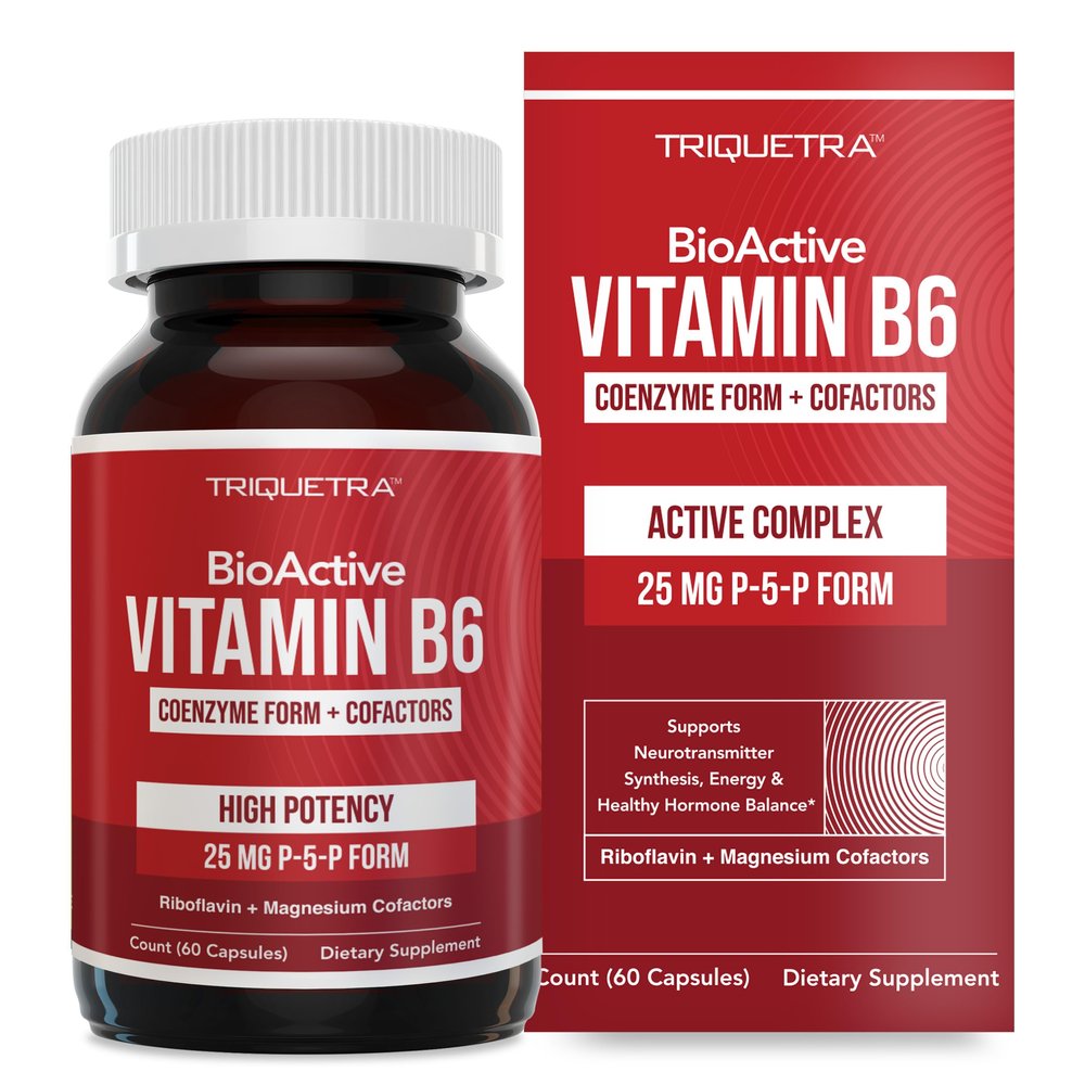 BioActive Vitamin B6 25mg Capsules - Active P-5-P Form for Mood, Energy & Cycle Support - Enhanced Absorption with Riboflavin & Magnesium - Clinical Strength, Non-GMO (60 Capsules - 2 month supply)