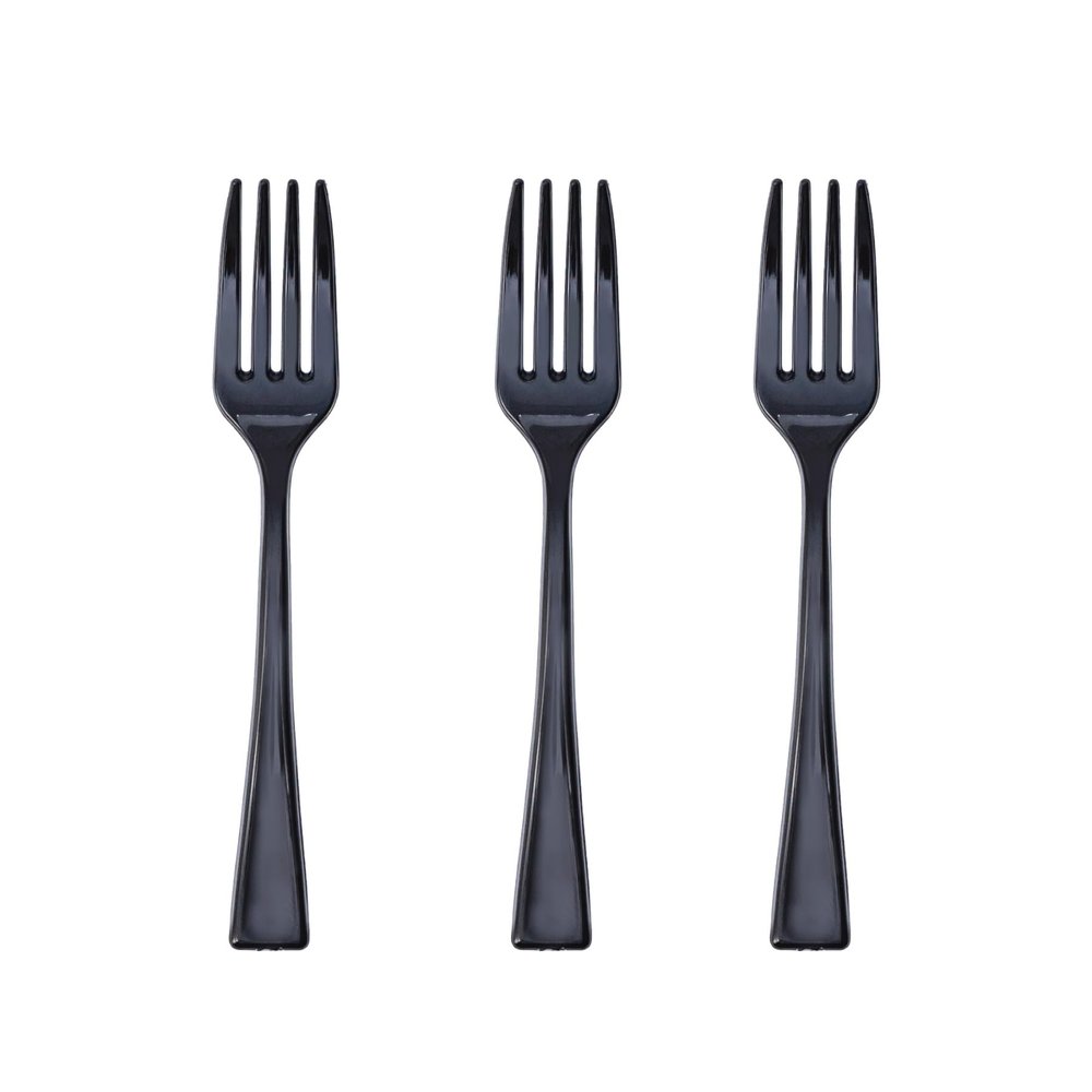 200 Count Black Plastic Mini Forks, 4 Inch Small Disposable Appetizer Forks