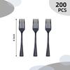 200 Count Black Plastic Mini Forks, 4 Inch Small Disposable Appetizer Forks view 2