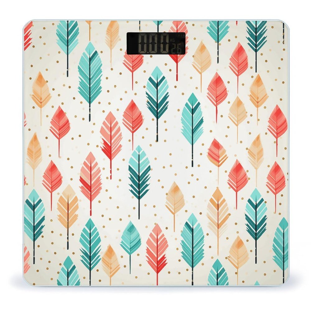 Coral and Teal Arrows Scale for Body Weight Sturdy Tempered Glass Weighing Scales with LCD Display Accurate Digital Bathroom Scale Convenient Body Fat Smart Scales Easy Read