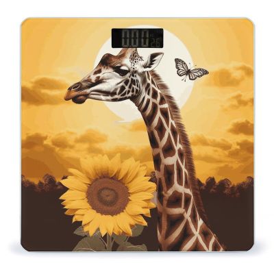 Giraffe and Sunflower Scale for Body Weight Sturdy Tempered Glass Weighing Scales with LCD Display Accurate Digital Bathroom Scale Convenient Body Fat Smart Scales Easy Read