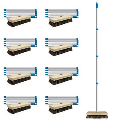 LOLA Deck Scrub Brush, 9" x 3.5" Head w/Palmyra & PVC Bristles for Outdoor Cleaning, Removes Dirt & Grime from Patios, Decks, Grout, 9 CT