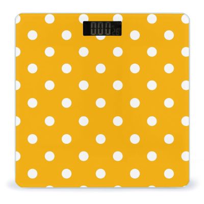 Bright Yellow Dot Scale for Body Weight Sturdy Tempered Glass Weighing Scales with LCD Display Accurate Digital Bathroom Scale Convenient Body Fat Smart Scales Easy Read