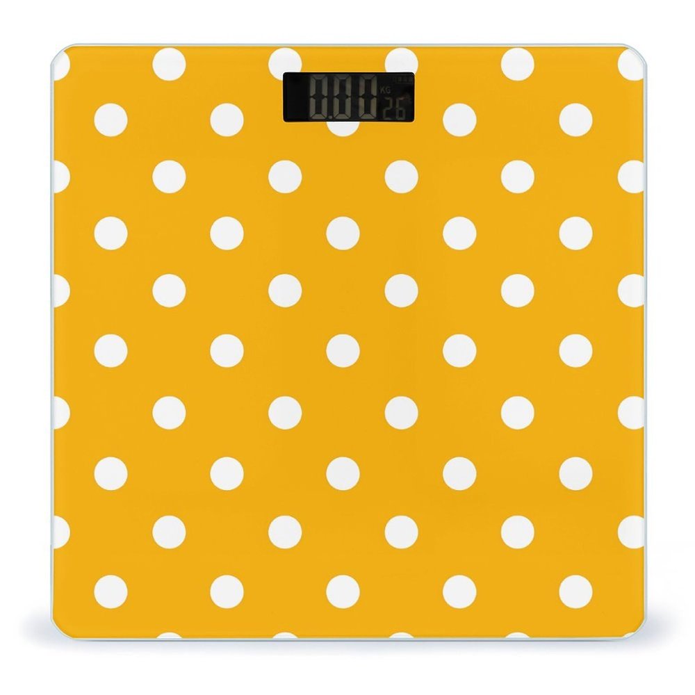 Bright Yellow Dot Scale for Body Weight Sturdy Tempered Glass Weighing Scales with LCD Display Accurate Digital Bathroom Scale Convenient Body Fat Smart Scales Easy Read