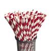 Paper Straws 100pcs Biodegradable Disposable Drinking Paper Straws Bronzing Foil For Birthday Wedding Decor Christmas Party Event Supplies(Red stripes) view 1