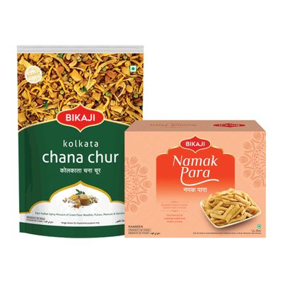 Bikaji Namak Para 400g & Kolkata Chanachur 400g | Crunchy Bar Snack, Tea-Time Munchies & Party Mix | Authentic Munching Pack for Sharing & Everyday Snacking