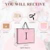 ZUKEPU Birthday Gift Bag, Personalized Initial Pink Gift Bags for Women & Girls, Medium Valentines Gift Paper Bags with Card and Tissue Paper, Stands up perfectly for Weddings, Party & All Holidays (Pink, I-Medium) view 2