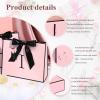 ZUKEPU Birthday Gift Bag, Personalized Initial Pink Gift Bags for Women & Girls, Medium Valentines Gift Paper Bags with Card and Tissue Paper, Stands up perfectly for Weddings, Party & All Holidays (Pink, I-Medium) view 3