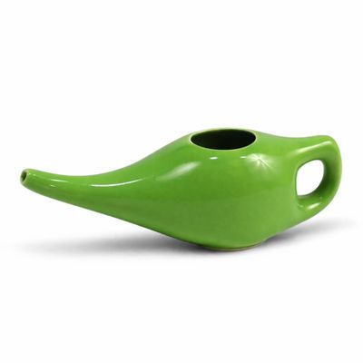 Yogikuti Ceramic Jal Neti Pot | 100% Lead-Free Handmade Neti Pot for Nasal Cleansing | Smooth Spout, Easy Grip, Durable Ceramic | for Sinus Relief, Allergy Care & Daily Jal Neti Practice (Green)