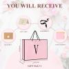 ZUKEPU Birthday Gift Bag, Personalized Initial Pink Gift Bags for Women & Girls, Medium Valentines Gift Paper Bags with Card and Tissue Paper, Stands up perfectly for Weddings, Party & All Holidays (Pink, V-Medium) view 2