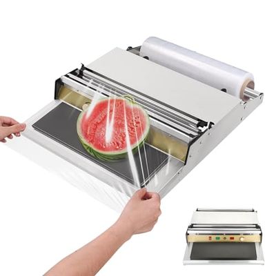 Zoienu Stainless Steel Food Wrapping Machine, 45cm Manual Cling Film Wrapper, Adjustable Temperature, High-Temp Food Packaging, Efficient Kitchen Tool for Home & Restaurant