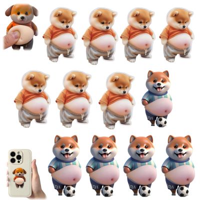 3D Shiba Inu Dog Belly Stickers,Super Soft Silicone Dimensional Belly Anti-Collision Sticker,Cute Cartoon Big Bellys Puppy Cushioned Protectors Stickers for Phones,Cars & Home Use (12C)