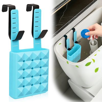 Oyrlize Adjustable Toilet Tank Cleaning Tablet Holder-Hanging Silicone Basket Carrier with Rustproof Hooks for Bowl Cleaner & Bleach Tablet Case Pouch Organizer, Accessory Fit Up to 7" Water Level