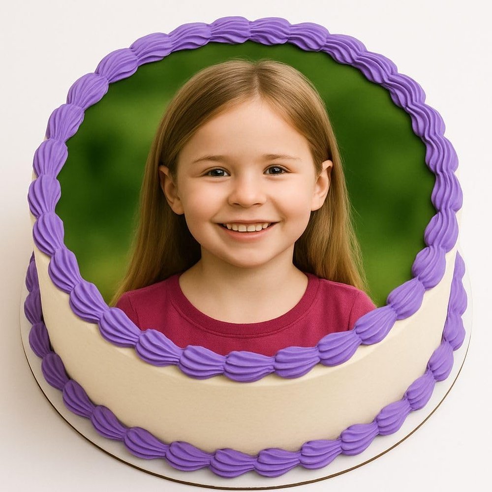 Custom Edible Photo Cake Topper (Round 7.5) GIRL