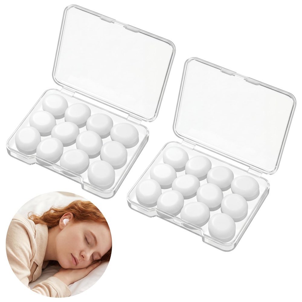 24 Pcs Soft Silicone Moldable Ear Plugs Reusable Noise Cancelling Earplugs Sleep Ear Plugs for Sleeping, Swimming, Snoring, Study, Travel, Work(12 Pairs)