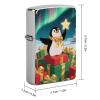 Christmas Small Penguin Lighter Case Double-Sided Graffiti Metal Lighter Cover Lighters Protective Sleeve for Women Men Standard Lighters view 2