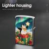 Christmas Small Penguin Lighter Case Double-Sided Graffiti Metal Lighter Cover Lighters Protective Sleeve for Women Men Standard Lighters view 4