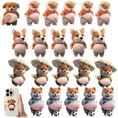3D Shiba Inu Dog Belly Stickers,Super Soft Silicone Dimensional Belly Anti-Collision Sticker,Cute Cartoon Big Bellys Puppy Cushioned Protectors Stickers for Phones,Cars & Home Use (20A)