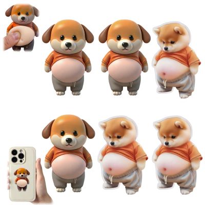 3D Shiba Inu Dog Belly Stickers,Super Soft Silicone Dimensional Belly Anti-Collision Sticker,Cute Cartoon Big Bellys Puppy Cushioned Protectors Stickers for Phones,Cars & Home Use (6C)