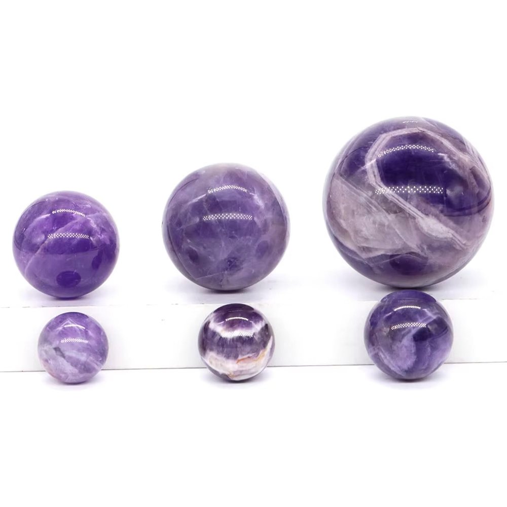 16mm-40mm Natural Amethyst Crystal Polished Stone Spheres, Mineral Specimen Balls for Home Decor Collection Gift,40mm