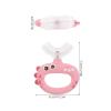 HEANUJJ U Shaped Kids Toothbrush for Oral Care - 360 Rotating Silicone Head - Manual Self Brushing Toothbrush - Dinosaur Fun Brush for Ages 0-3 Kids Pink view 2