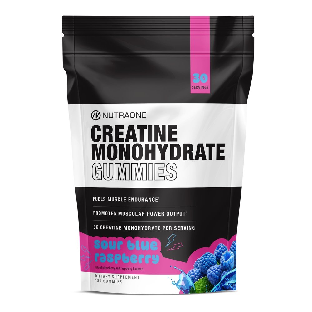 NutraOne Creatine Monohydrate Gummies Pre- and Post Workout Recovery, Fuel Muscular Performance, Increase Endurance, Support Muscle Recovery (Sour Blue Raspberry - 30 Servings)