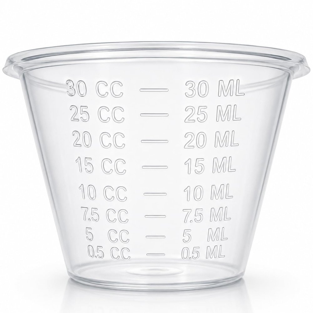 Medorra 1 oz Medicine Plastic Cups, Clear Graduated Medication Cups, Disposable 30 mL Measuring Cups with CC & mL Markings, Bulk Pack for Pharmacies, Clinics, Hospitals & Home Care, 5000 Count
