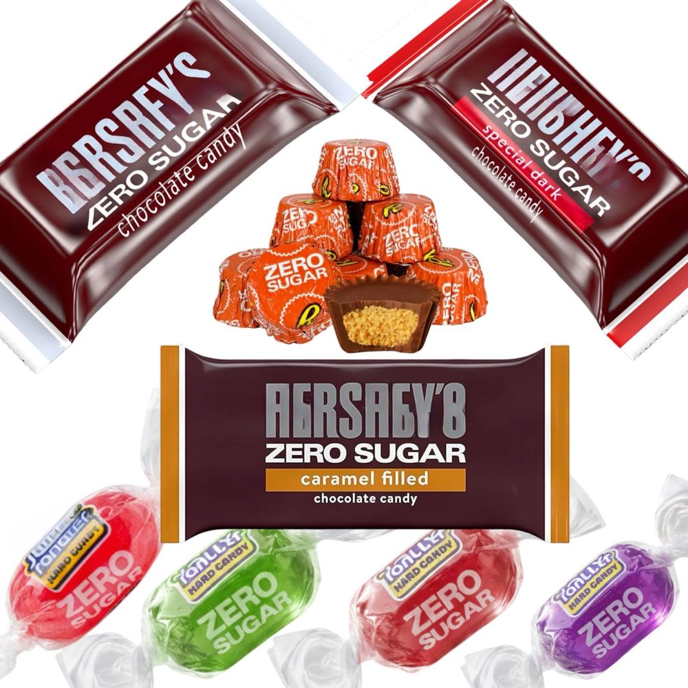 Zero Sugar Chocolate Candy Bag, Zero Sugar Assorted Flavors, for Special Occasions 1 Pound, Includes SPECIAL Dark Chocolate, Milk Chocolate, Caramel Filled Candies,and almond (Assorted With Candy)