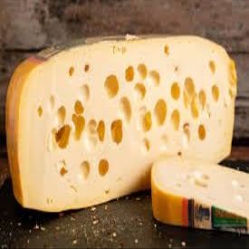 Dutch Style Cheese Wedge, 1KG (35oz), Sweet and Nutty Flavor, Semi-Hard with Large Holes
