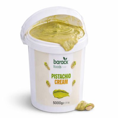 Barack Foods Antep Pistachio Cream, 35% Pistachio, Smooth Bakery & Pastry Filling Spread, Bulk Professional Size for Baking & Desserts, 5kg (11 lb)