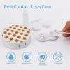 MUMEHAZ Portable Contact Lens Case Box Brown And Yellow Waffles with Mirror Solution Bottle Travel Size for Daily Outdoor view 3