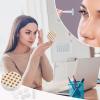 MUMEHAZ Portable Contact Lens Case Box Brown And Yellow Waffles with Mirror Solution Bottle Travel Size for Daily Outdoor view 4