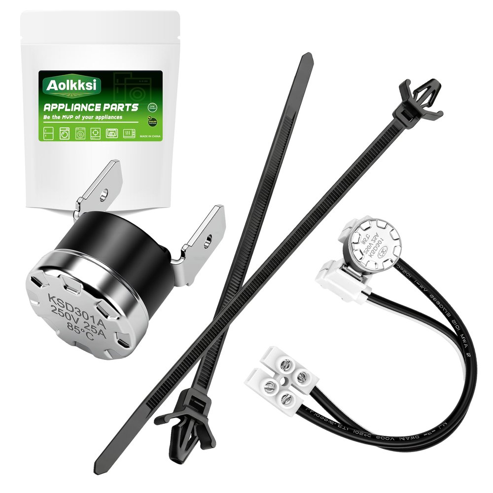 AOLKKSI W10258275 Bimetal Thermal Fuse and 661566 Thermostat - Compatible with Whirlpool Maytag Kenmore KitchenAid Amana Dishwashers - Replaces 661663 PS2360984 AP4423189 W10136048 W10344801