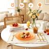 Rubtlamp 350 Pcs Plastic Dinnerware Set (50 Guests), Orange And Gold Plastic Plates, Hammered Party Plates Set Include Dinner Plates, Dessert Plates, Cups&Cutlery Set And Napkins for Wedding And Party view 2
