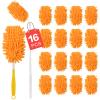 16Pcs Reusable Duster Refill Compatible with Swiffer Hand Duster +3FT Extended Handle +1 Handle, 360 Heavy Duty Duster Refills for Cleaning, Office, Ceiling Fan view 1