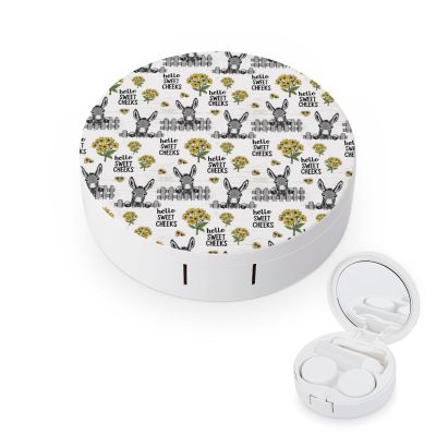 MUMEHAZ Contact Lens Case, Portable Funny Donkey Contact Lenses Applicator Remover Tool Kit with Mirror Solution Bottle
