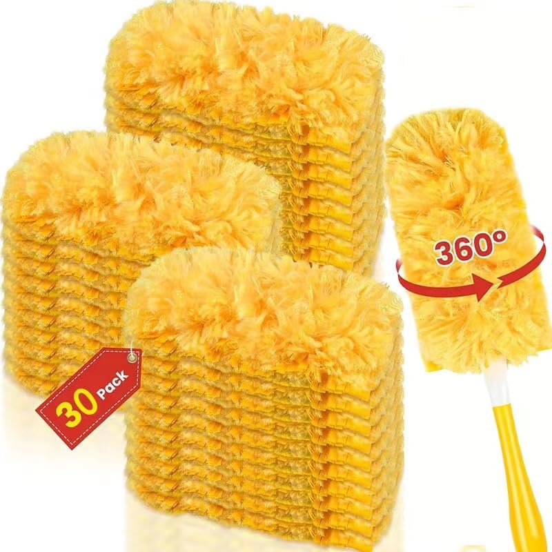 360 Duster Refills Kit for Duster, 30 Pack & 1 Handle, Multi-Surface Dusters with 4X Microfibers. Efficient Duster Kit for Cleaning Pet Hair, Home, Office, Blinds, Furniture and More