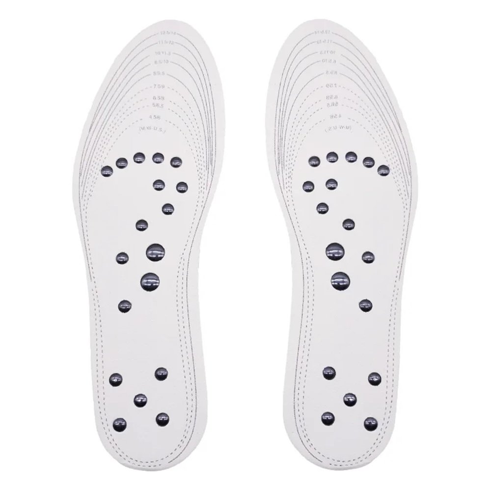 18 Magnets Unisex Magnetic Therapy Massage Insoles Foot Acupressure Shoe Pads(White)