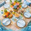 Havawish 96 Pcs Seashell Plates and Napkins for 48 Guests Beach Party Tableware Including Blue Bow Ocean Dessert Plates and Napkins for Summer Scalloped Coastal Starfish Conch Birthday Decorations view 4
