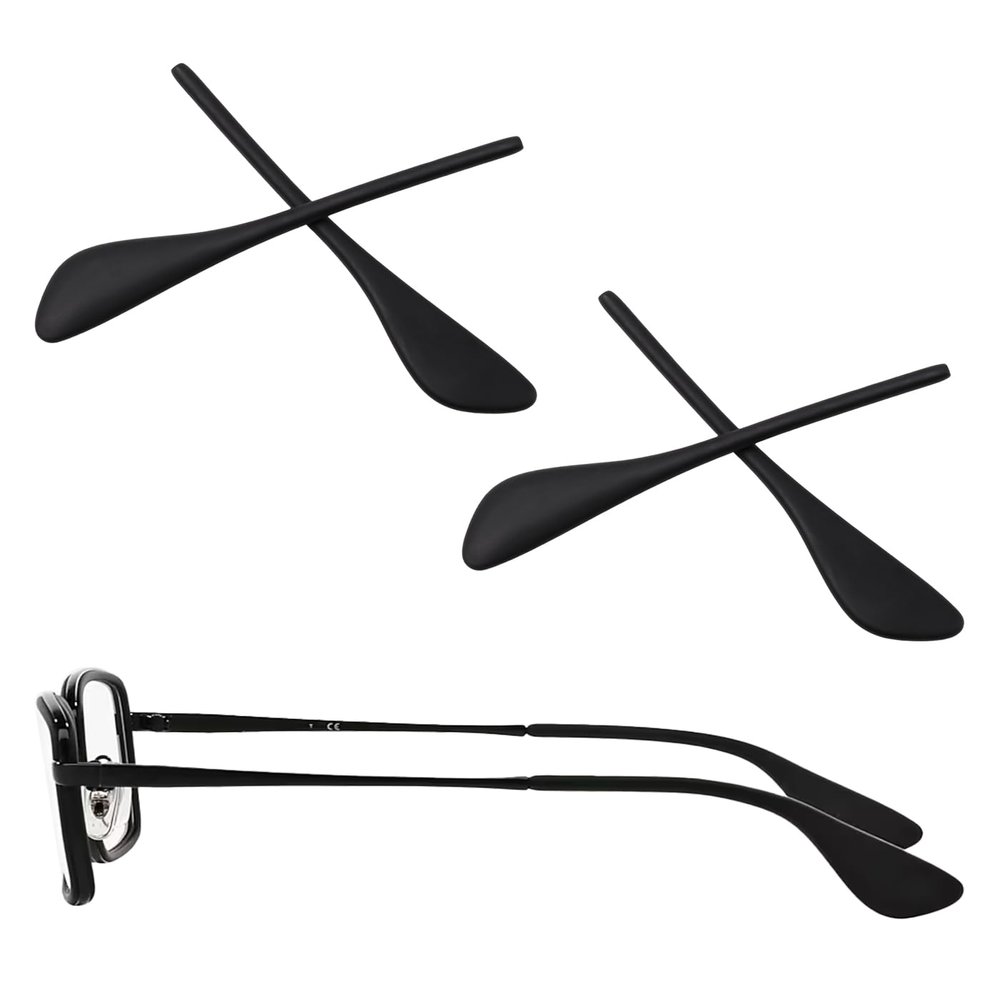 TenDye 2 Pairs Replacement Earsocks Temple Sleeve for Ray-Ban RB6336 RB6337 RB7053 Eyeglasses Frame, Black Ear Sleeves