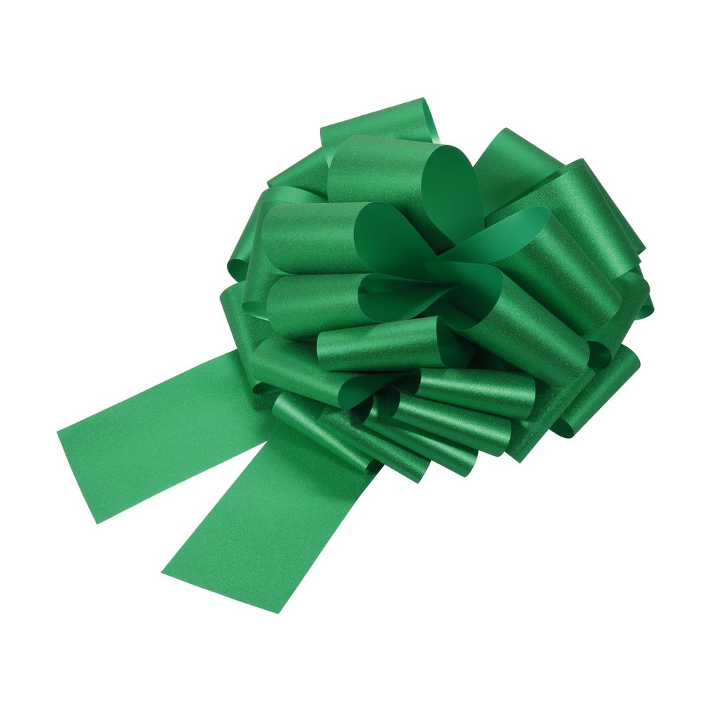 uxcell 2pcs 16 Inch Large Pull Bow Glitter Gift Wrapping Big Pull Bows Ribbon Dark Green for Wedding Baskets Presents Christmas Party