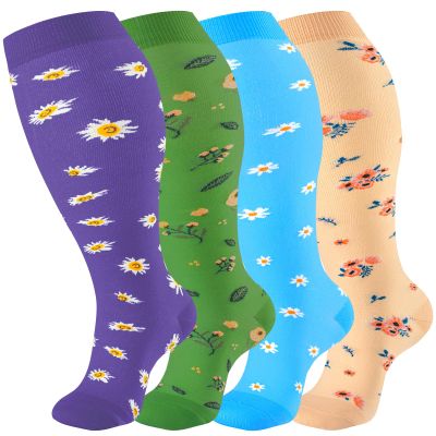 bropite 3/4 Pairs Plus Size Compression Socks for Women & Men 20-30 mmhg-Extra Wide Calf Support Socks for Medical,Running