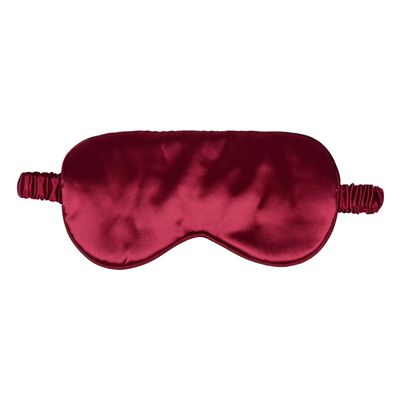 1 Pack Silk Sleep Mask, Soft Silk Eye Blindfold with Elastic Strap for Night Sleeping Travel and Nap, Unisex (Dark Red)