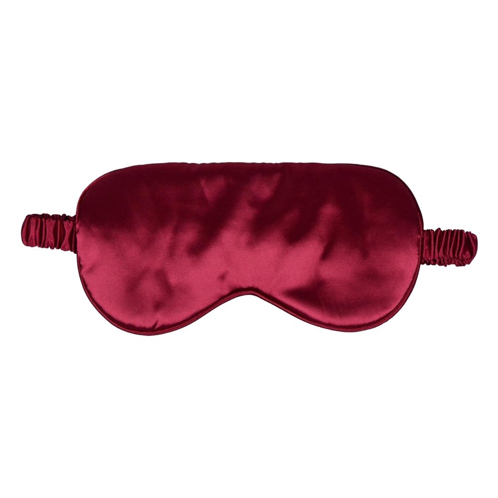 1 Pack Silk Sleep Mask, Soft Silk Eye Blindfold with Elastic Strap for Night Sleeping Travel and Nap, Unisex (Dark Red)