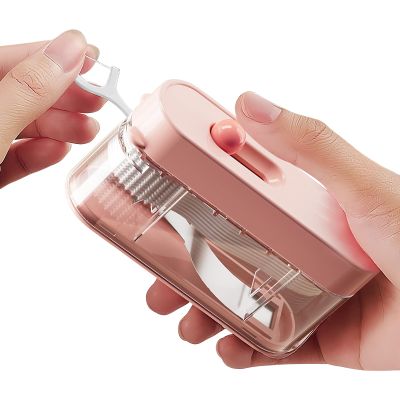 2 Pack Floss Pick Dispenser,Automatic Floss Picks Organizer Refillable Floss Dispenser with 10Floss Picks (Pink-B)