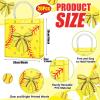 Chivertion 20 Pcs Bow Softball Party Favors Softball Snack Bags 8 x 8 x 3 Inch Bow Gift Treat Bags with Handle for Sport Team Party Decorations Birthday Gifts view 2