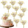 10pcs Happy Mother's Day Cake Topper Gold Acrylic Mirror Engraving Happy Mothers' Day Heart shape Cake Topper for Mother's Day Birthday Party Dessert DIY Decor Supplies
