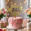 10pcs Happy Mother's Day Cake Topper Gold Acrylic Mirror Engraving Happy Mothers' Day Heart shape Cake Topper for Mother's Day Birthday Party Dessert DIY Decor Supplies view 3