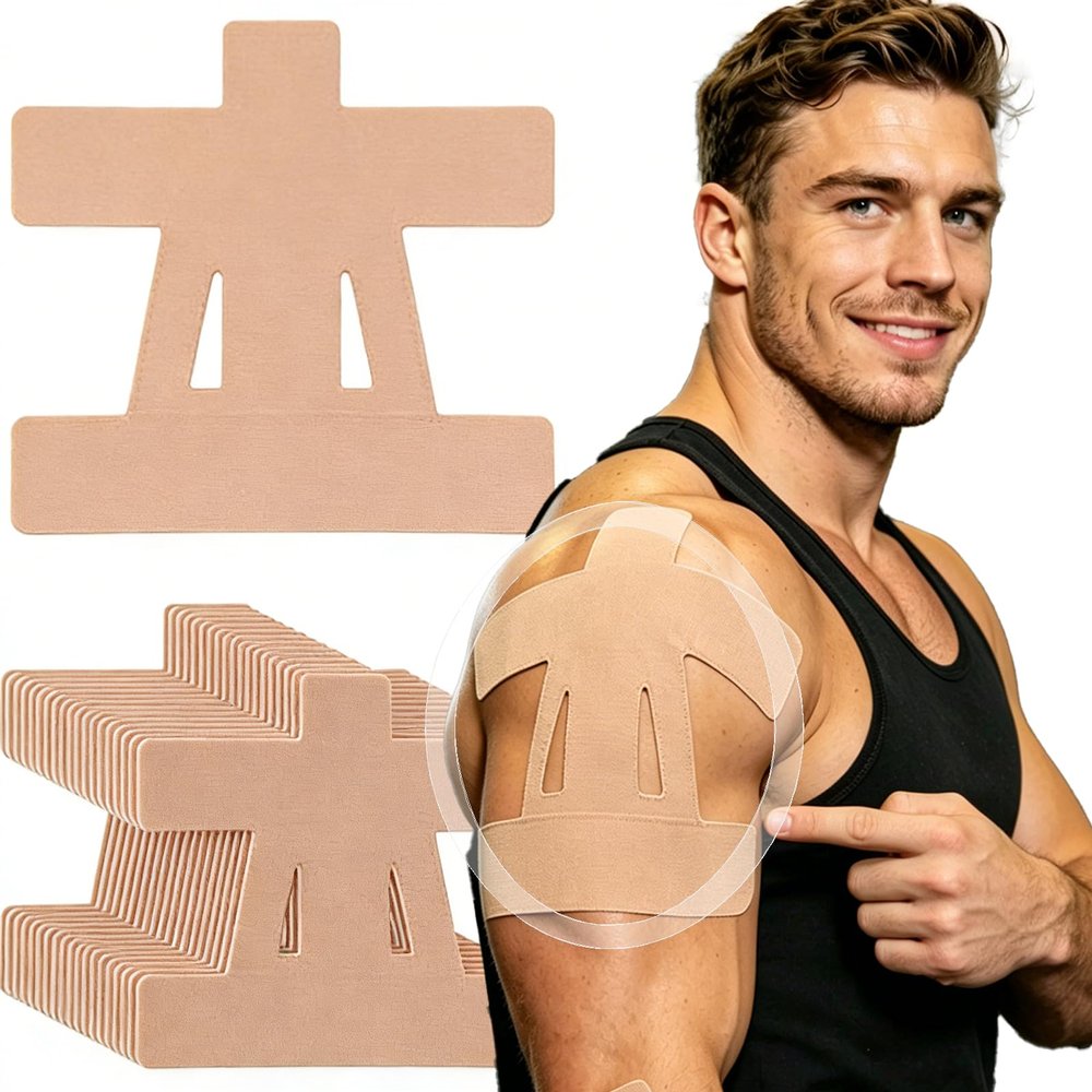 12 Pcs Precut Kinesiology Tape for Shoulder - Waterproof Breathable Elastic Sports Support, Hypoallergenic Latex-Free Athletic Tape